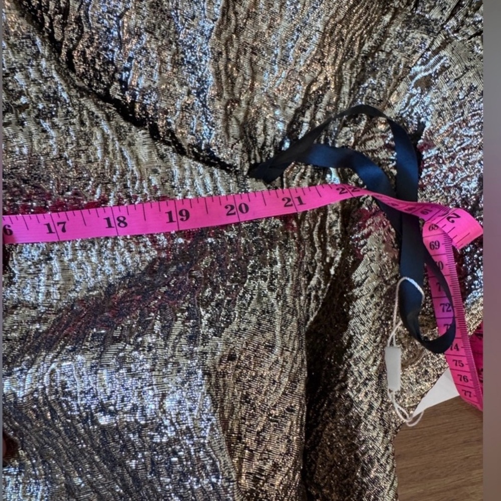 Mac Duggal Metallic Textured Dress- Gold - Picture 5 of 9